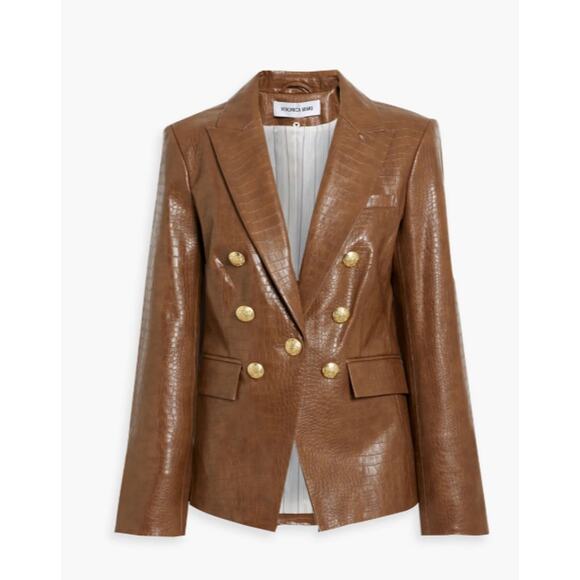 Veronica Beard Lawrence Croc Embossed Faux Leather Dickey Jacket New with Tags - Picture 4 of 8